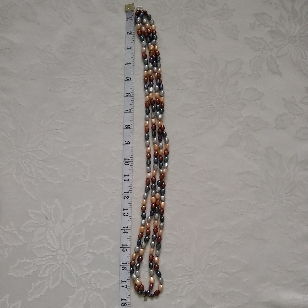 Pearls Multi Color 4 Rows Layered Necklace + Brac… - image 6
